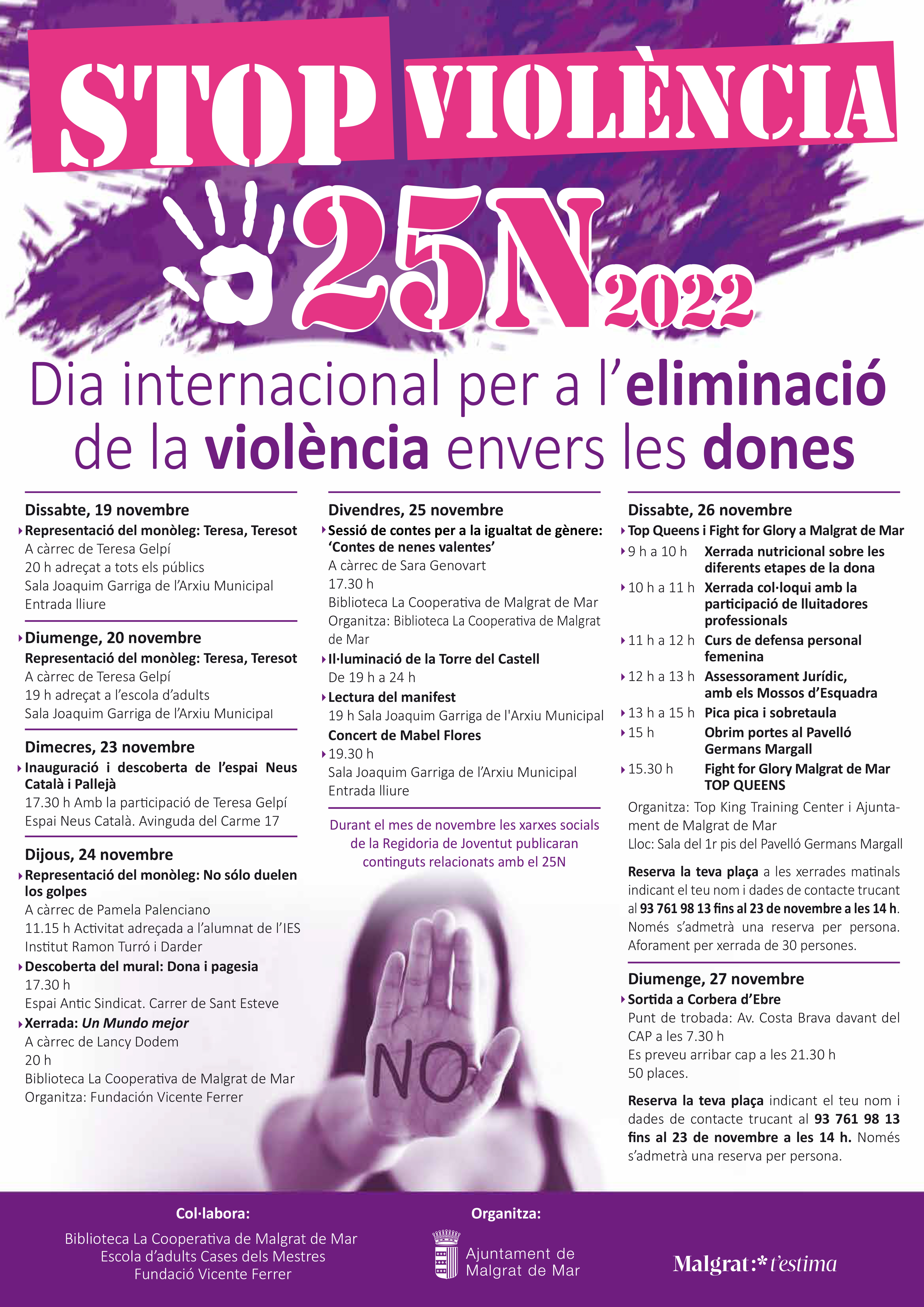 Els actes del 25N inclouran la inauguració dels murals de Neus Català i les dones pageses, i un campionat femení de kick boxing