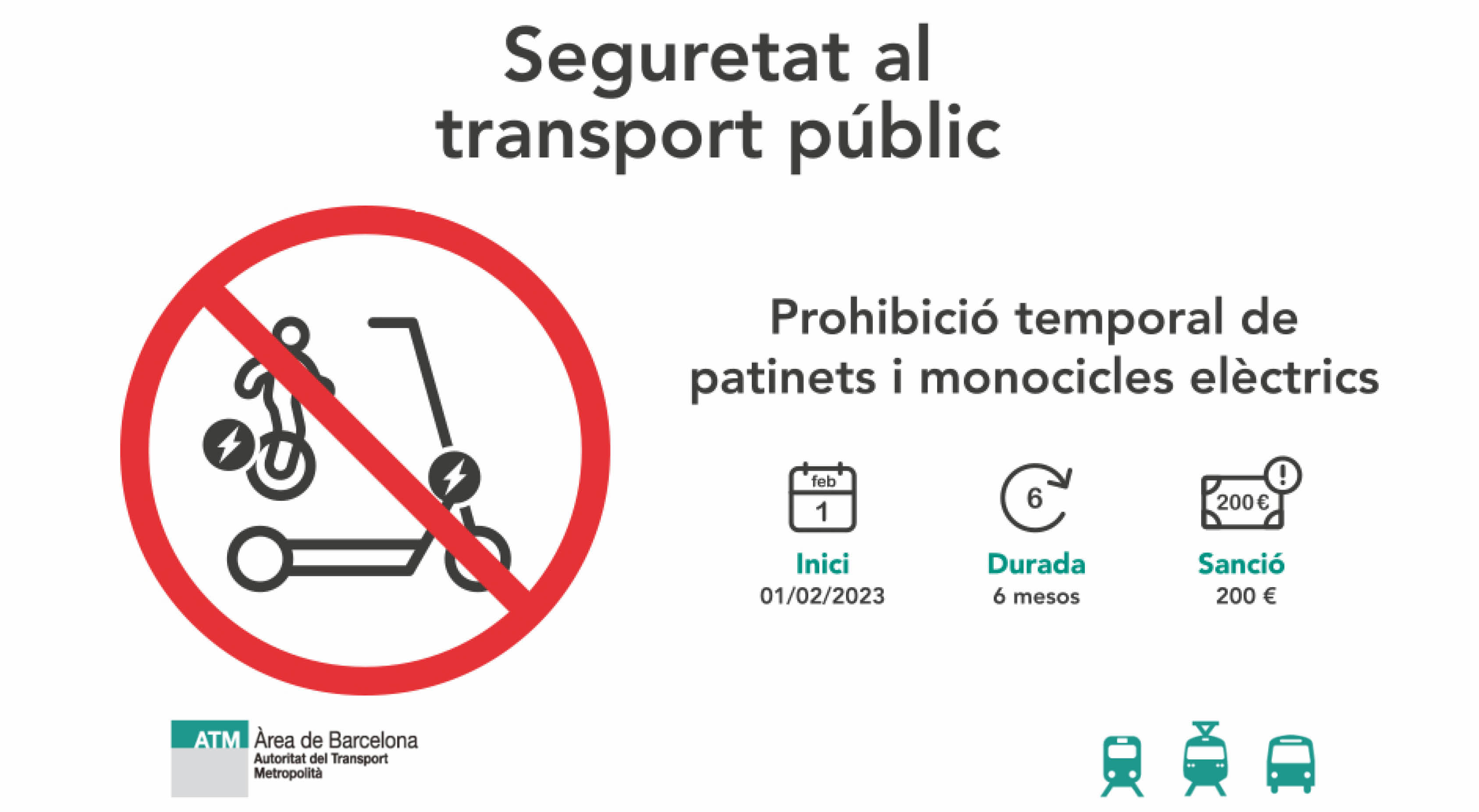 Els patinets elèctrics, prohibits al transport públic a partir d'aquest dimecres