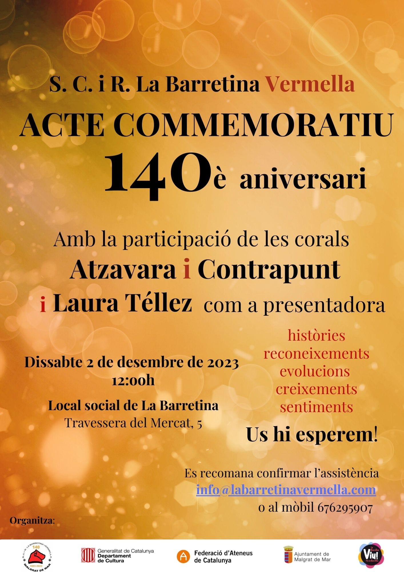 Acte commemoratiu 140è aniversari de la SCR La Barretina Vermella 