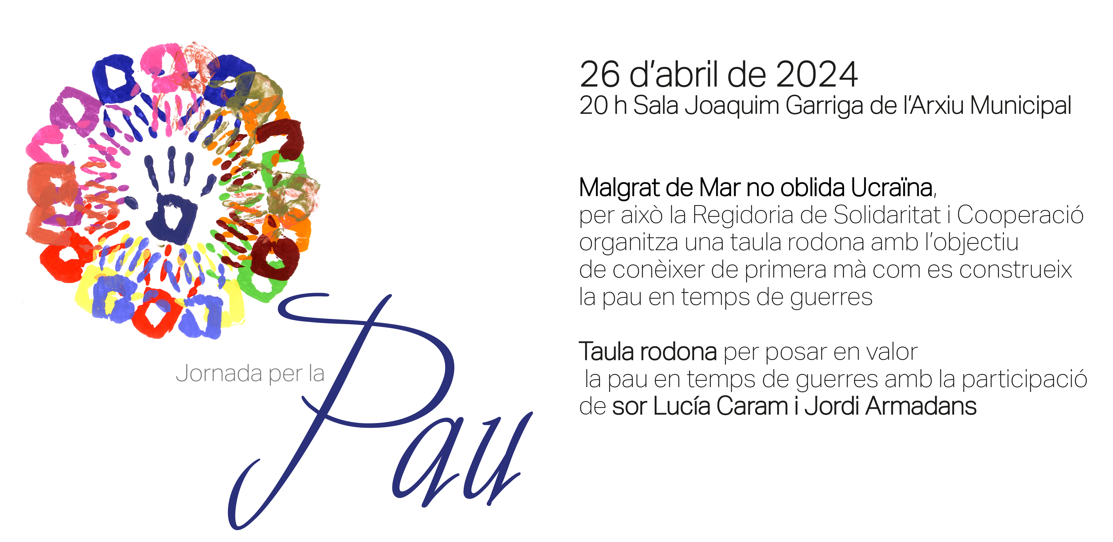Sor Lucía Caram i Jordi Armadans participen avui en una taula rodona sobre la pau en temps de guerres