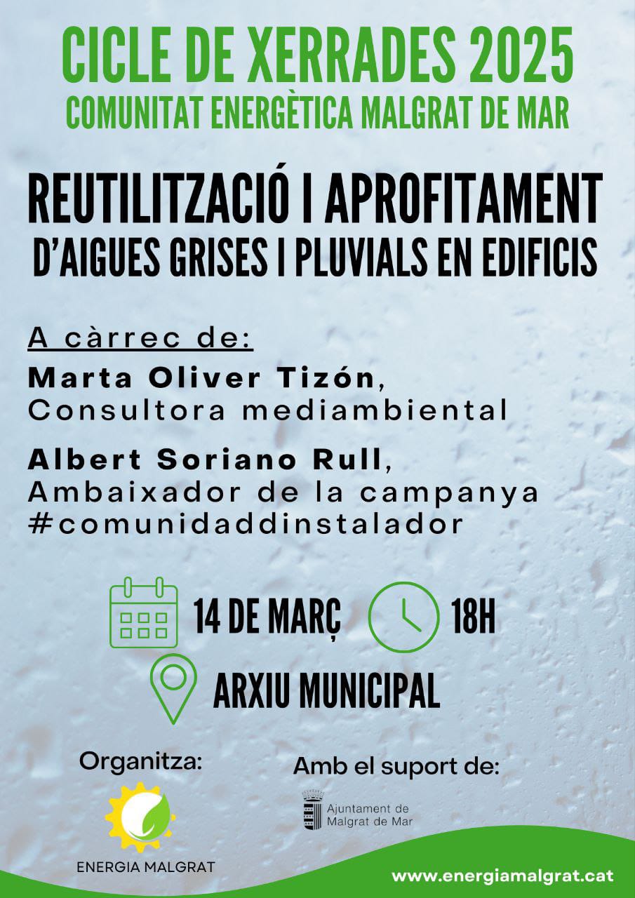 Xerrada sobre reutilització d'aigües grises i pluvials 